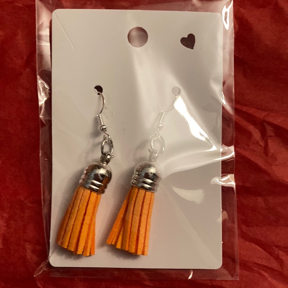 Bright Orange Tassel Earrings